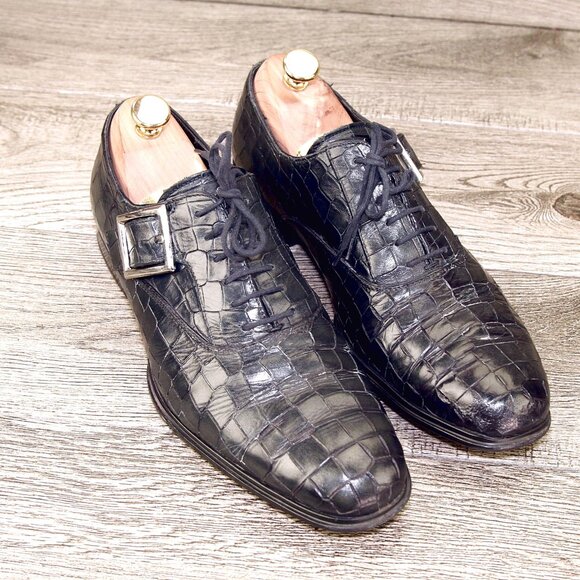 $550 Nordstrom CESARE PACIOTTI Oxford US 8 M Navy Croc Print * add $15 Trees main image 15